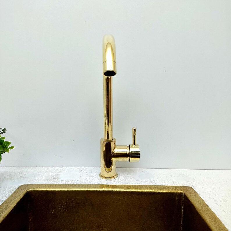 Unlacquered Brass Single Hole Basin Faucet - Ref: FA067