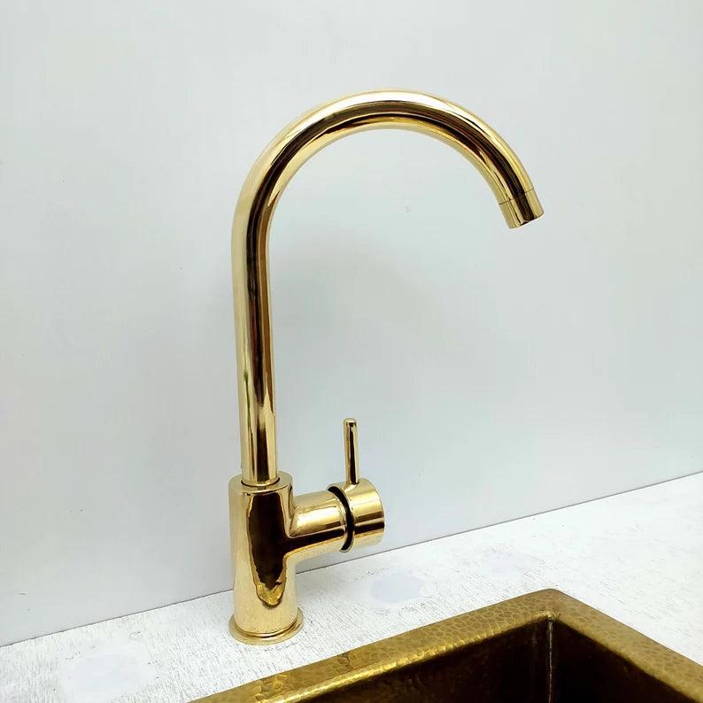 Unlacquered Brass Single Hole Basin Faucet - Ref: FA067