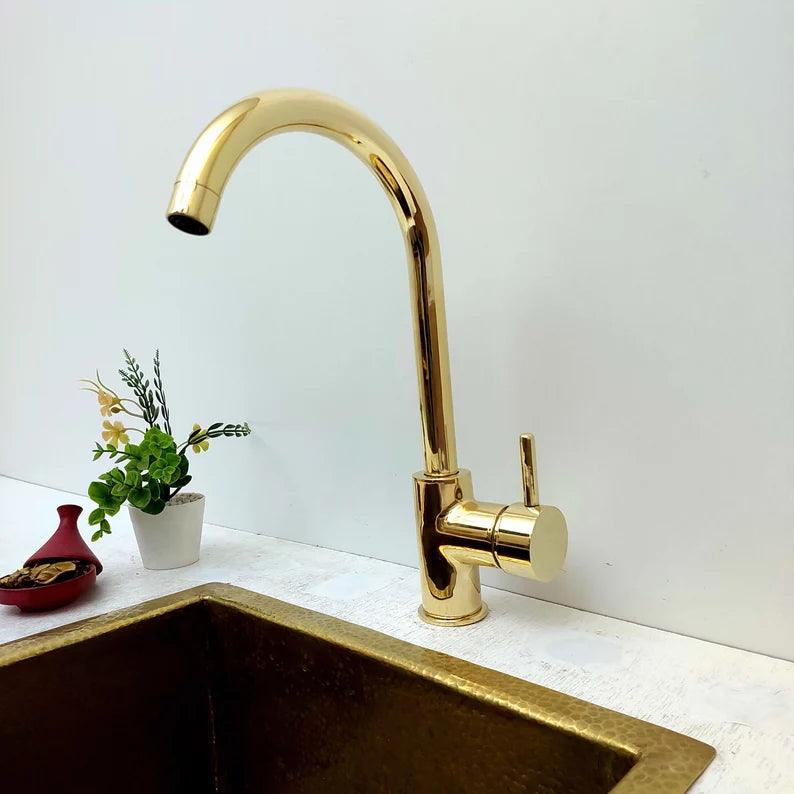 Unlacquered Brass Single Hole Basin Faucet - Ref: FA067