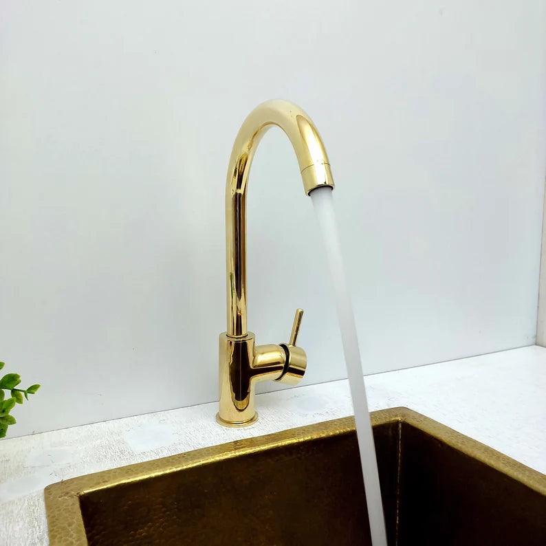 Unlacquered Brass Single Hole Basin Faucet - Ref: FA067