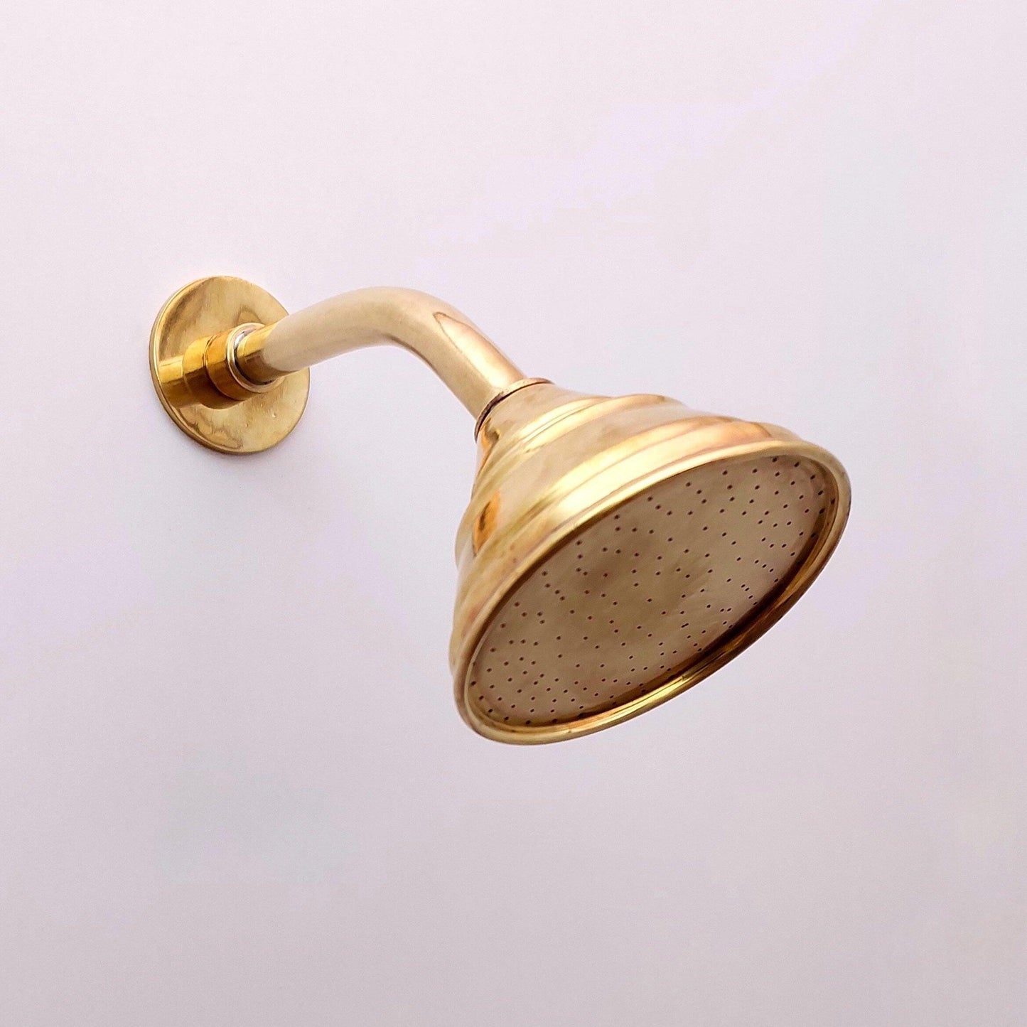 Unlacquered Brass Shower System with Tub Filler and Round Shower Head - Ref: ATLASS33