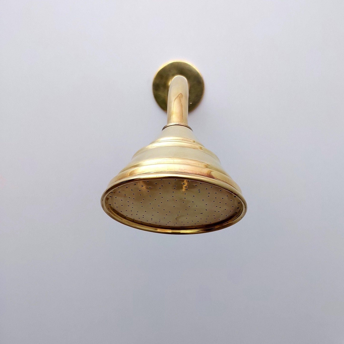Unlacquered Brass Shower System with Handheld Shower Head, Tub Filler, and Round Shower Head - Ref: ATLASS36