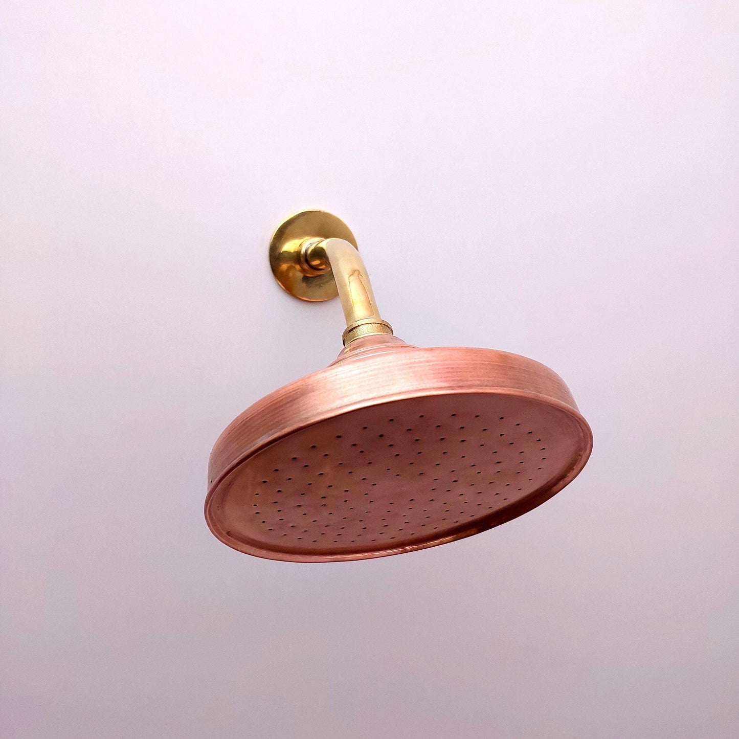 Unlacquered Brass Shower System with Handheld Shower Head, Tub Filler and Copper Round Rain Shower Head - Ref: ATLASS37