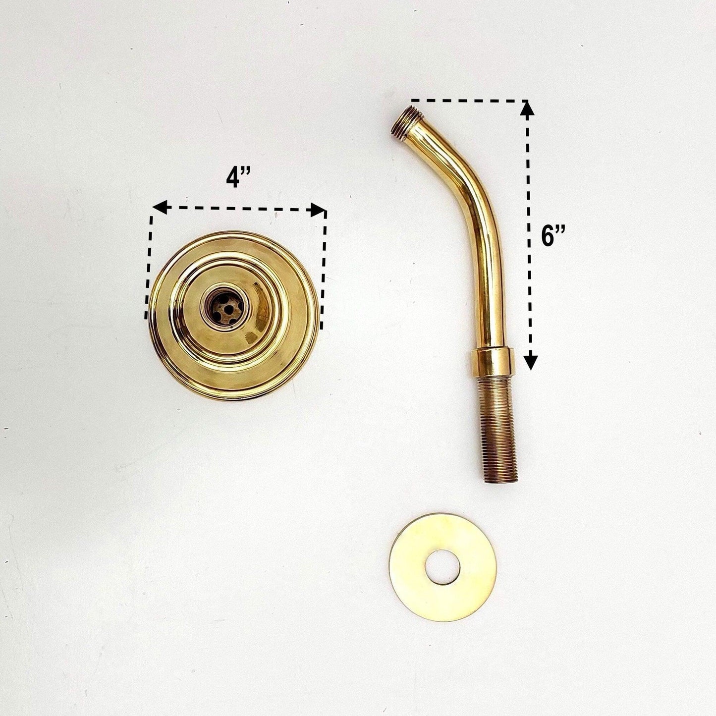 Brass Round Shower Head with Brass Curved Arm for Outdoor and Indoor Shower System - Ref: ATLASS41