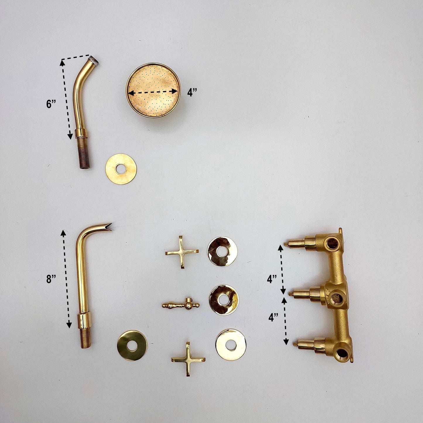 Unlacquered Brass Shower System with Tub Filler and Round Shower Head - Ref: ATLASS33