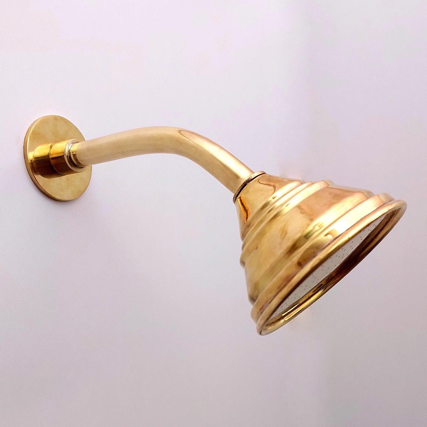 Unlacquered Brass Shower System with Tub Filler and Round Shower Head - Ref: ATLASS33