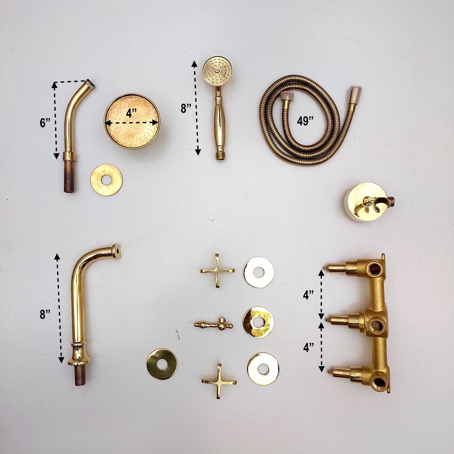 Unlacquered Brass Tub Filler Shower System with Handheld Shower Head - Ref: ATLASS38