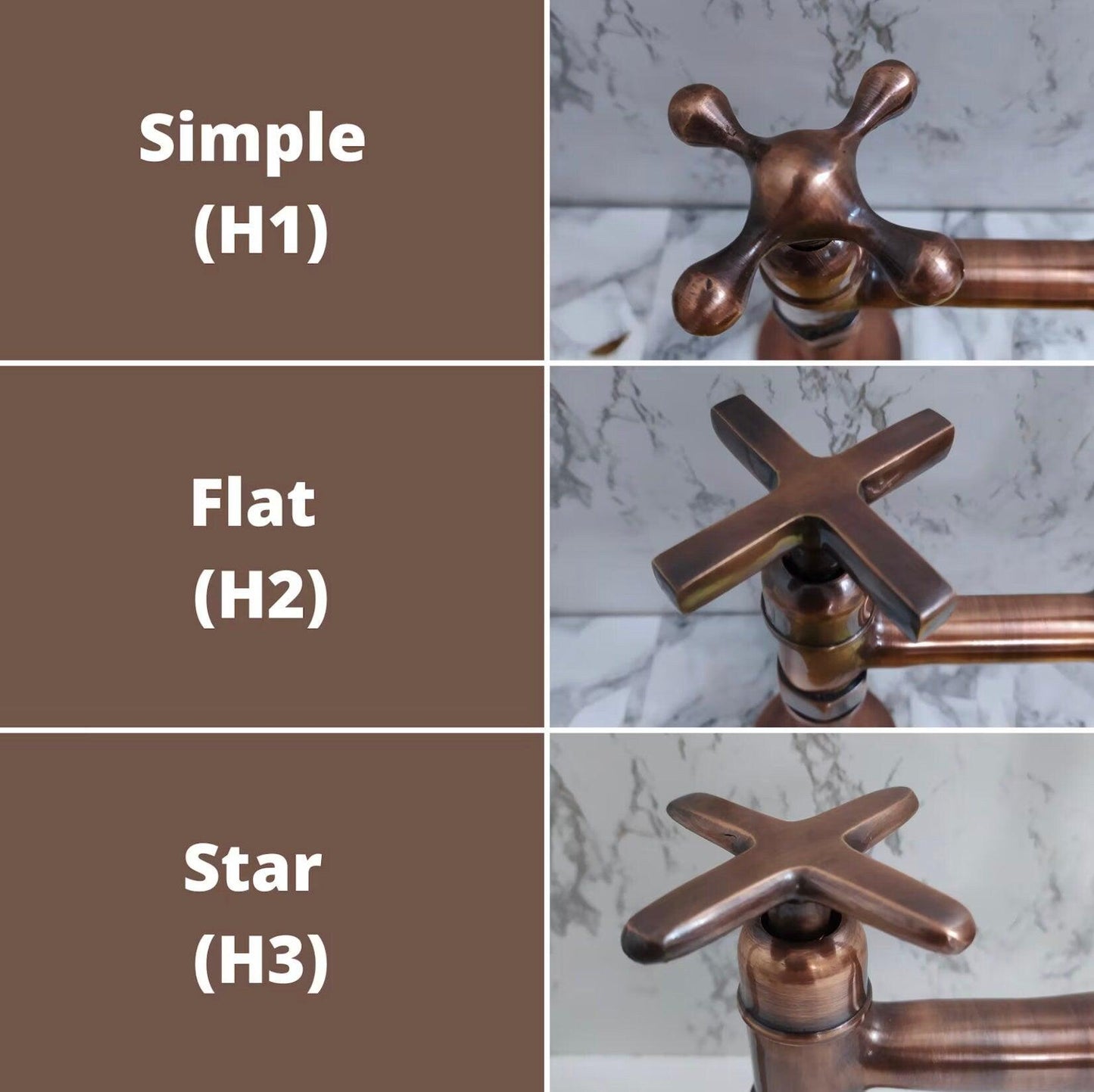 8" Copper Wall-Mount Gooseneck Faucet with Cross Handles - Ref: WFC004