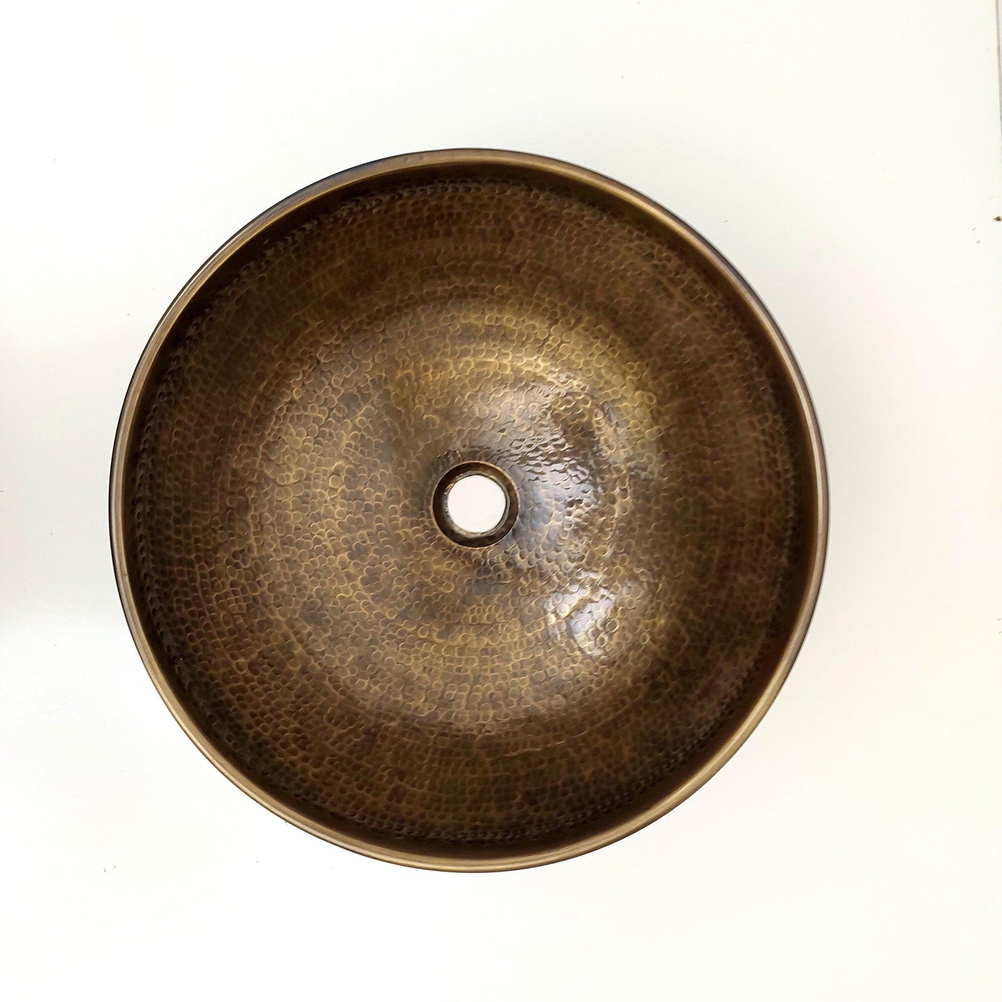 17" Antique Brass Bathroom Sink, Resin Vanity Vessel Sink, Black and White Bowl Sink - Ref: SN025