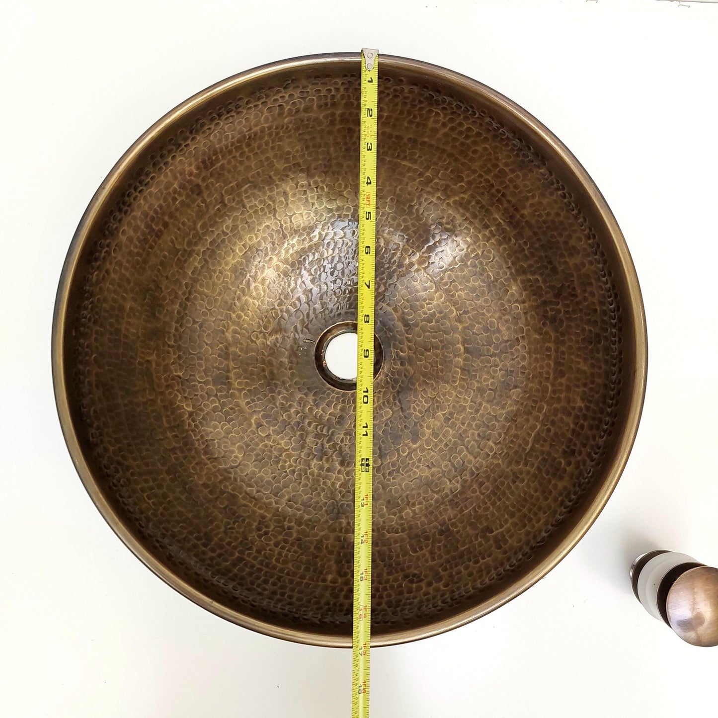 17" Antique Brass Bathroom Sink, Resin Vanity Vessel Sink, Black and White Bowl Sink - Ref: SN025