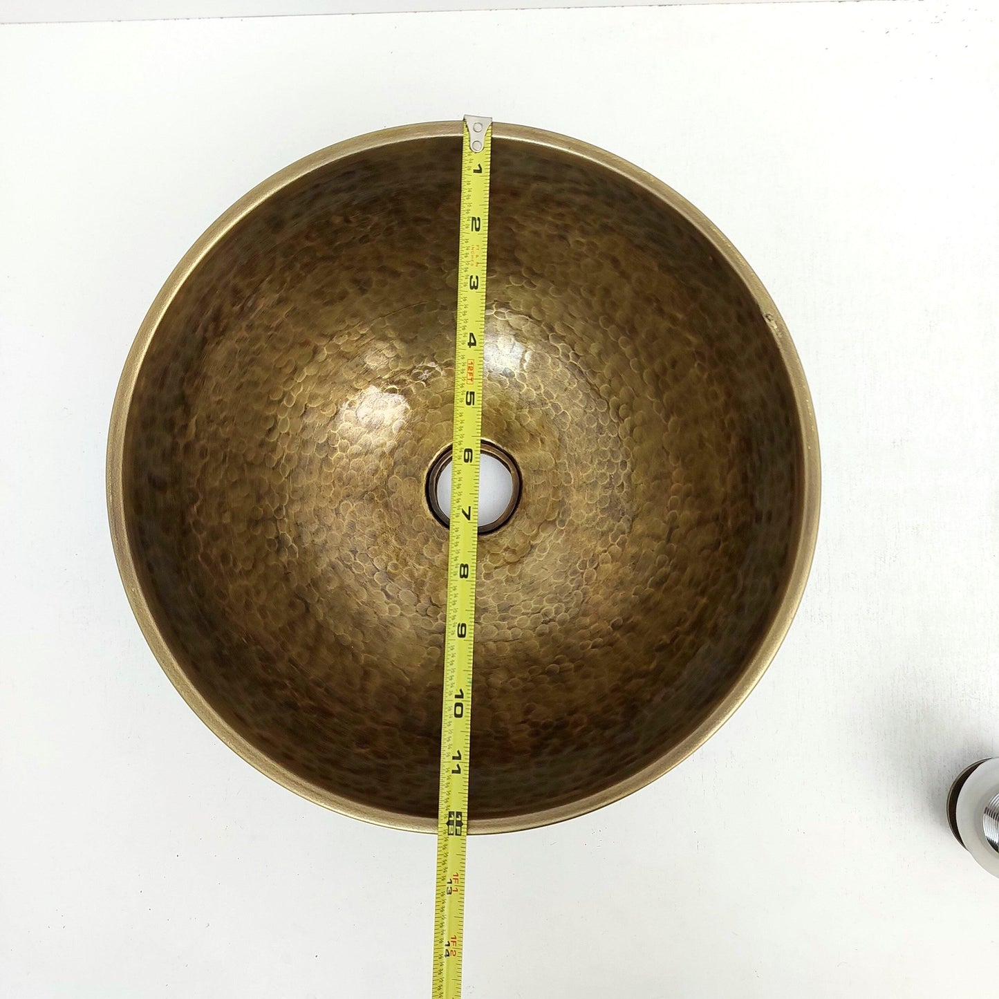 13" Antique Brass Bathroom Sink, Resin Vanity Vessel Sink, Black and White Bowl Sink - Ref: SN026