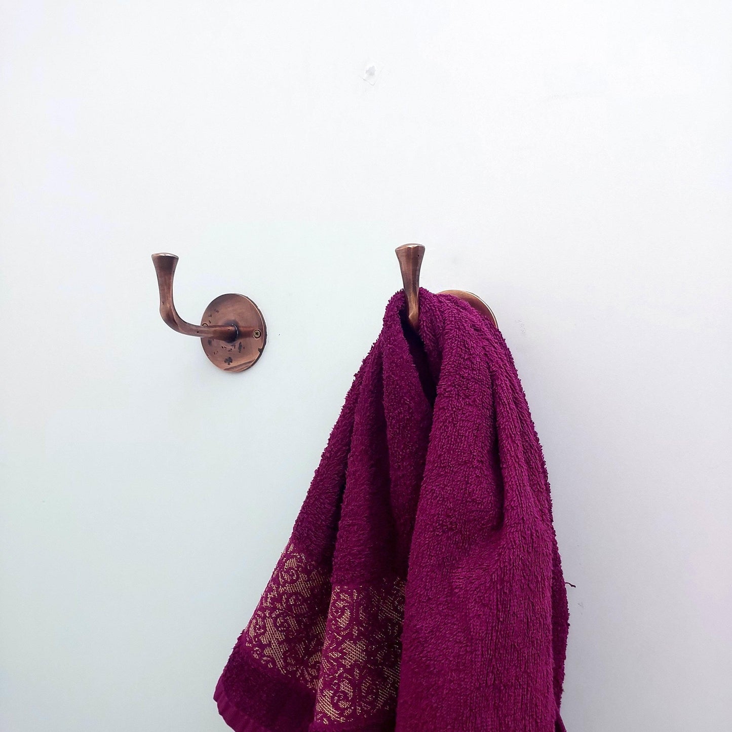 Solid Handmade Copper Wall Hooks, Antique Copper Coat Hooks - Ref: BA013C