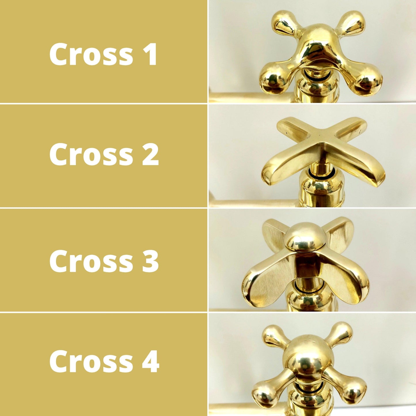 Unlacquered Brass Wall Mount Handheld Shower System with Cross handles - Ref: SS024-C