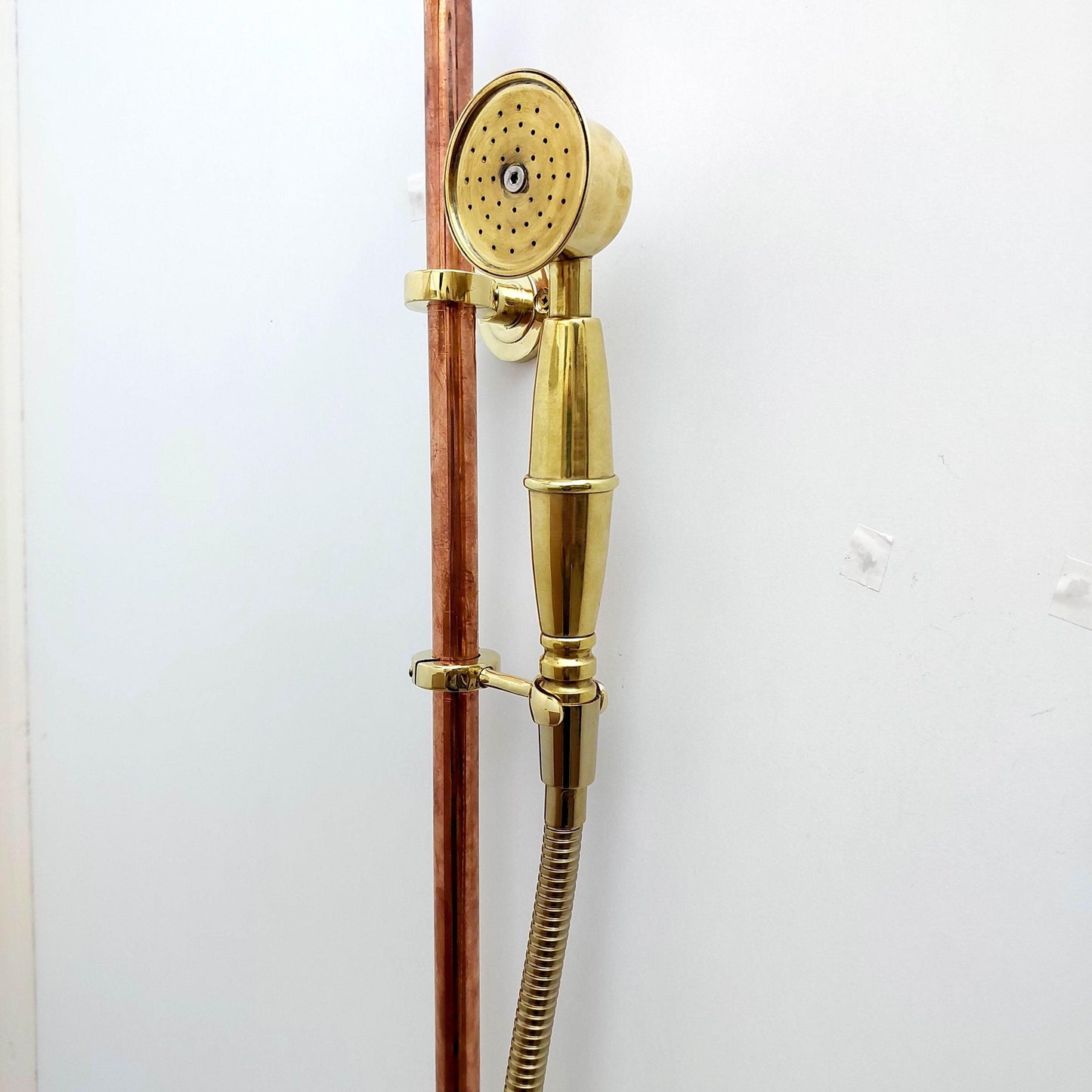 Unlacquered Brass and Copper Rain Shower System with Vintage Shower Head - Ref: SS0023-LH