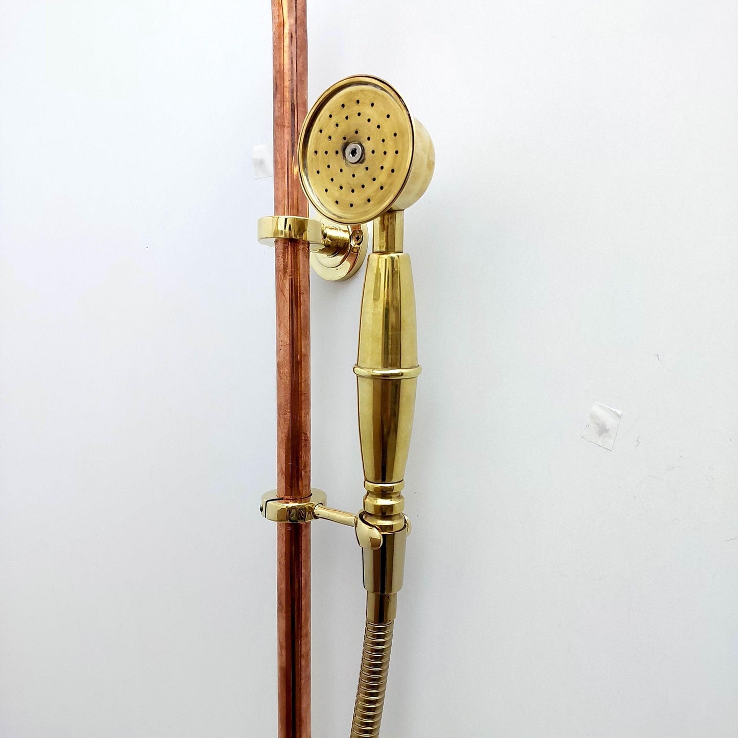 Unlacquered Brass and Copper Rain Shower System with Vintage Shower Head - Ref: SS0023-CH