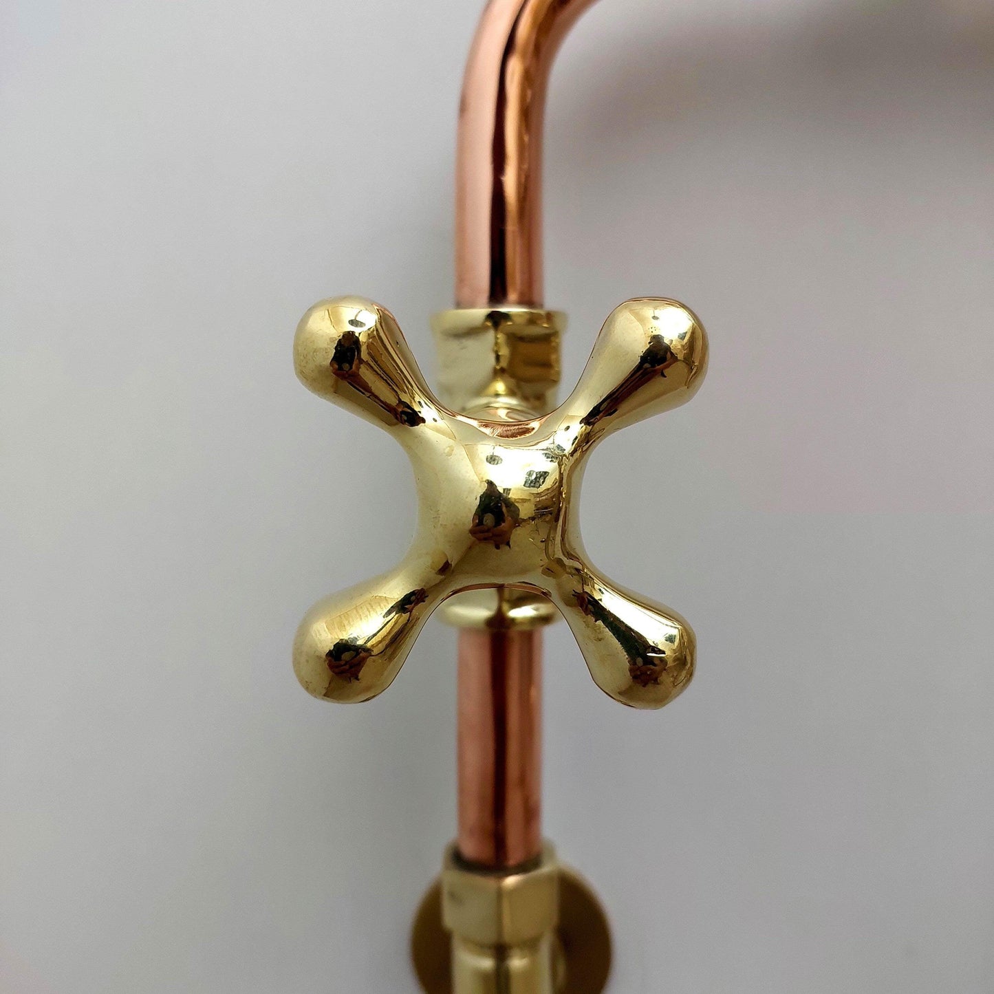 Unlacquered Brass and Copper Rain Shower System with Vintage Shower Head - Ref: SS0023-CH