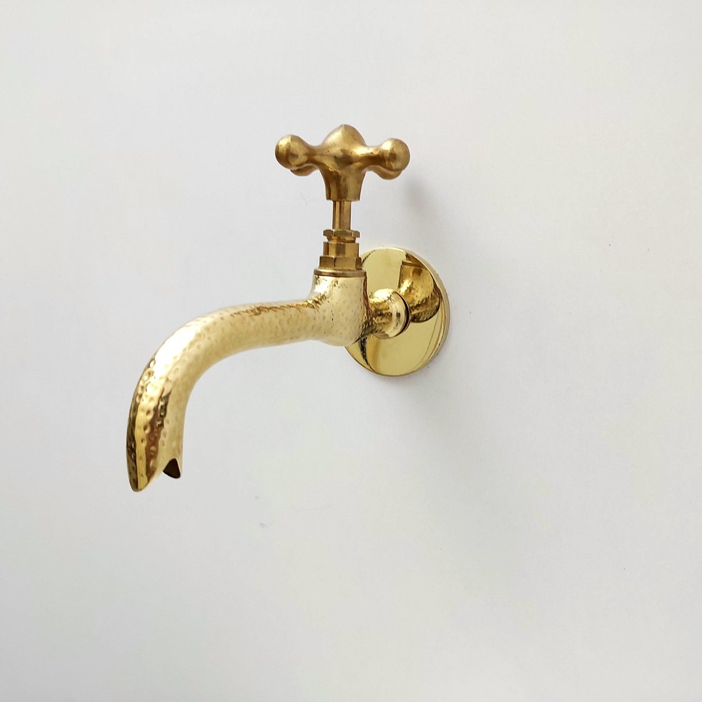 Unlacquered Solid Brass Wall Mounted Faucet with Cross Handle - Ref: AWF001