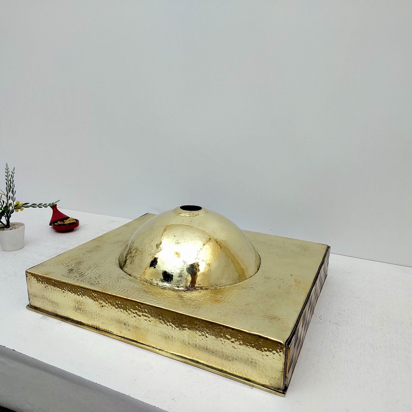 Unlacquered Brass and Resin Bathroom Sink, Antique Brass Resin Vanity Vessel Sink - Ref: SN014-SO