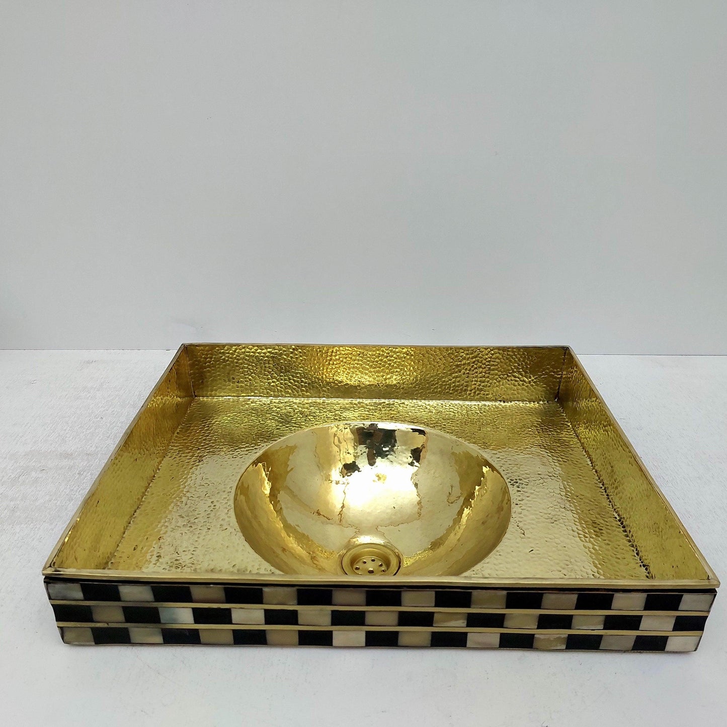 Unlacquered Brass and Resin Bathroom Sink, Antique Brass Resin Vanity Vessel Sink - Ref: SN014-SO