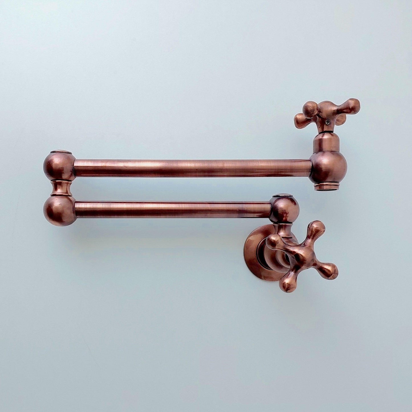 Copper Pot Filler with Cross Handle, Antique Kitchen Wall Mount Pot Filler - Ref: PF-001-CC