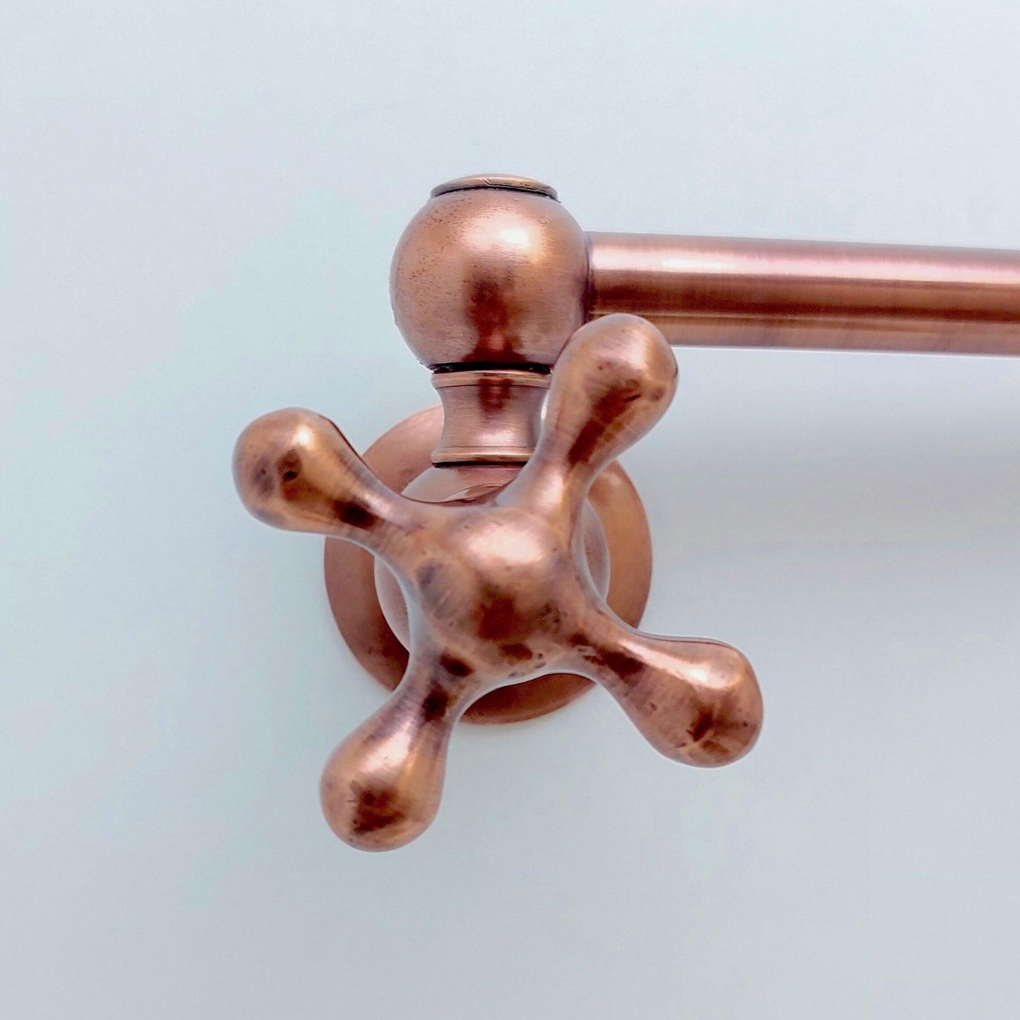 Copper Pot Filler with Cross Handle, Antique Kitchen Wall Mount Pot Filler - Ref: PF-001-CC