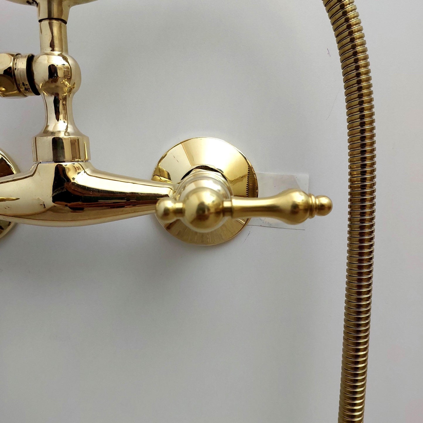 Unlacquered Brass Wall Mount Handheld Shower System with Lever Handles - Ref: SS024-L