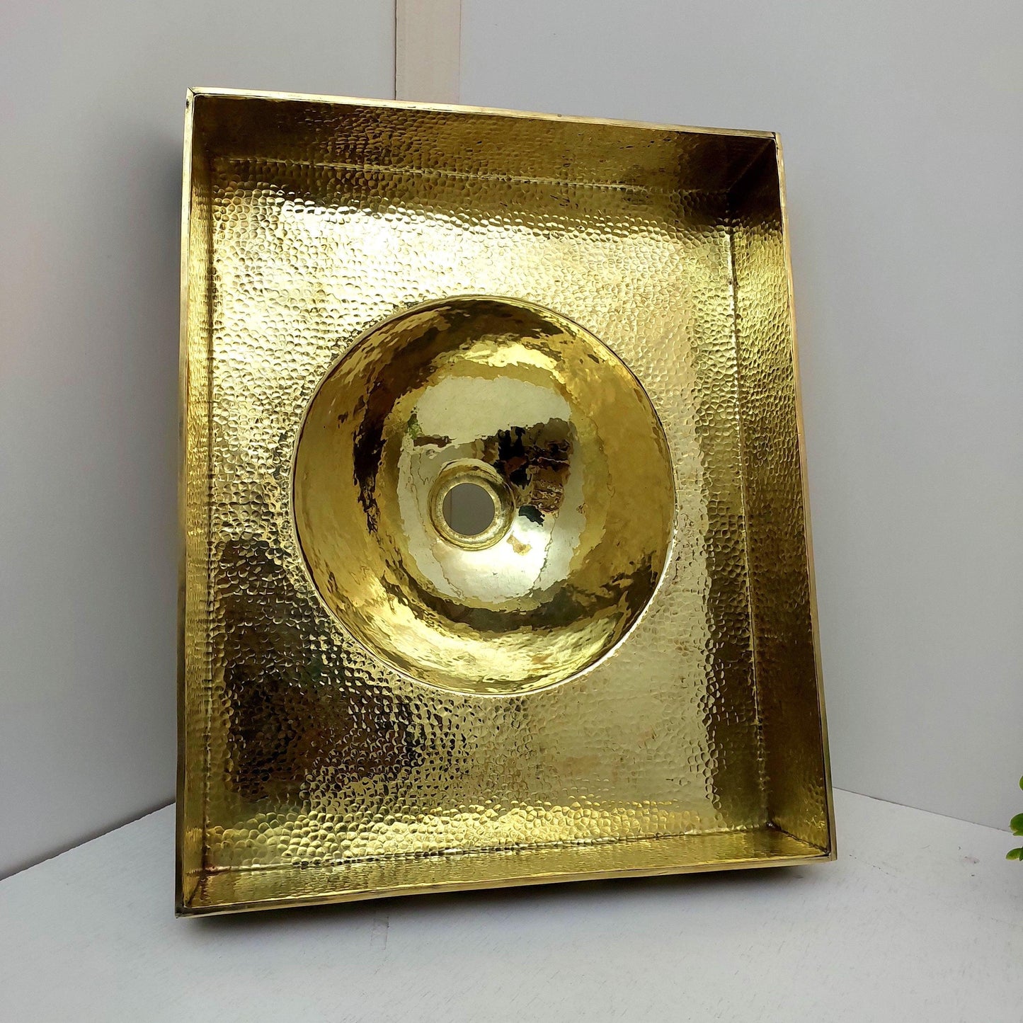 Unlacquered Brass and Resin Bathroom Sink, Antique Brass Resin Vanity Vessel Sink - Ref: SN014-SO