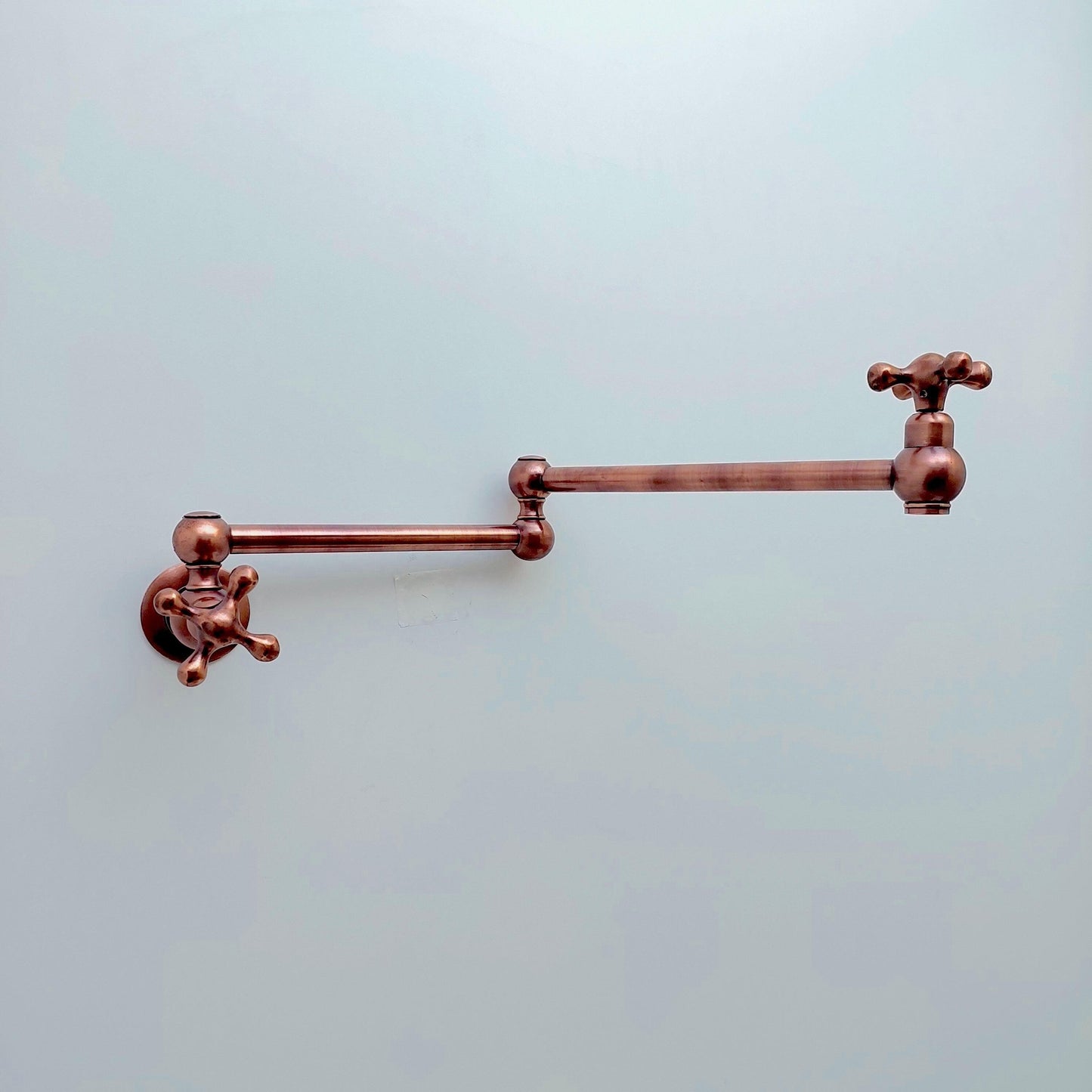 Copper Pot Filler with Cross Handle, Antique Kitchen Wall Mount Pot Filler - Ref: PF-001-CC