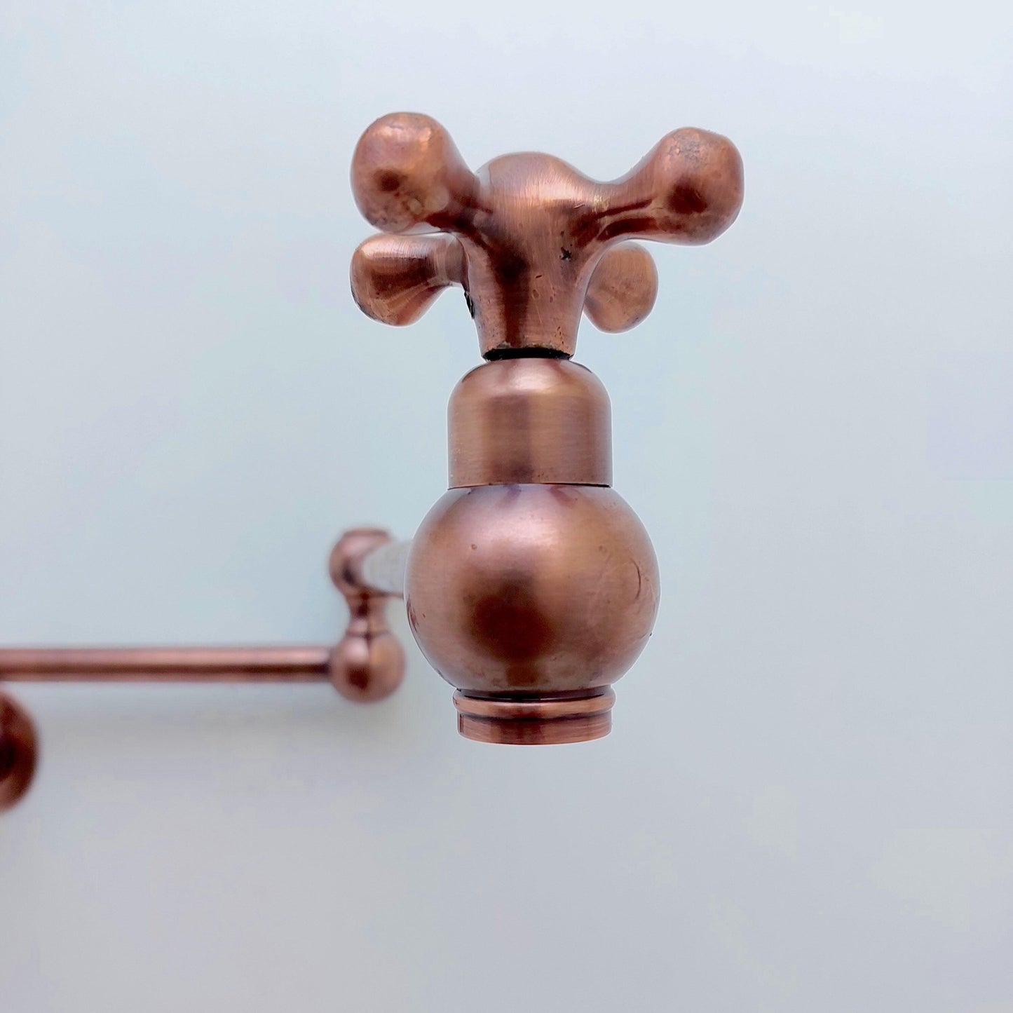 Copper Pot Filler with Cross Handle, Antique Kitchen Wall Mount Pot Filler - Ref: PF-001-CC