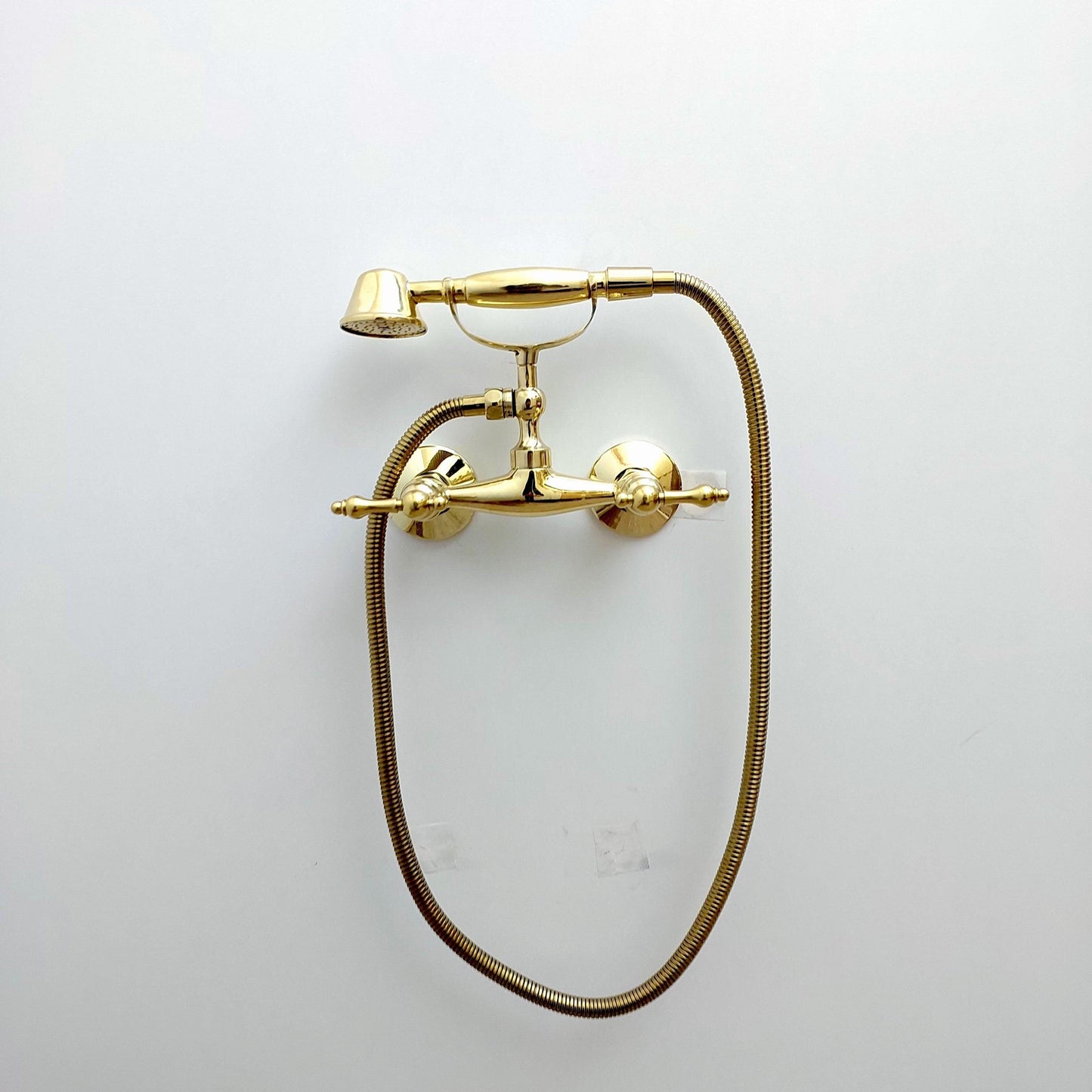 Unlacquered Brass Wall Mount Handheld Shower System with Lever Handles - Ref: SS024-L