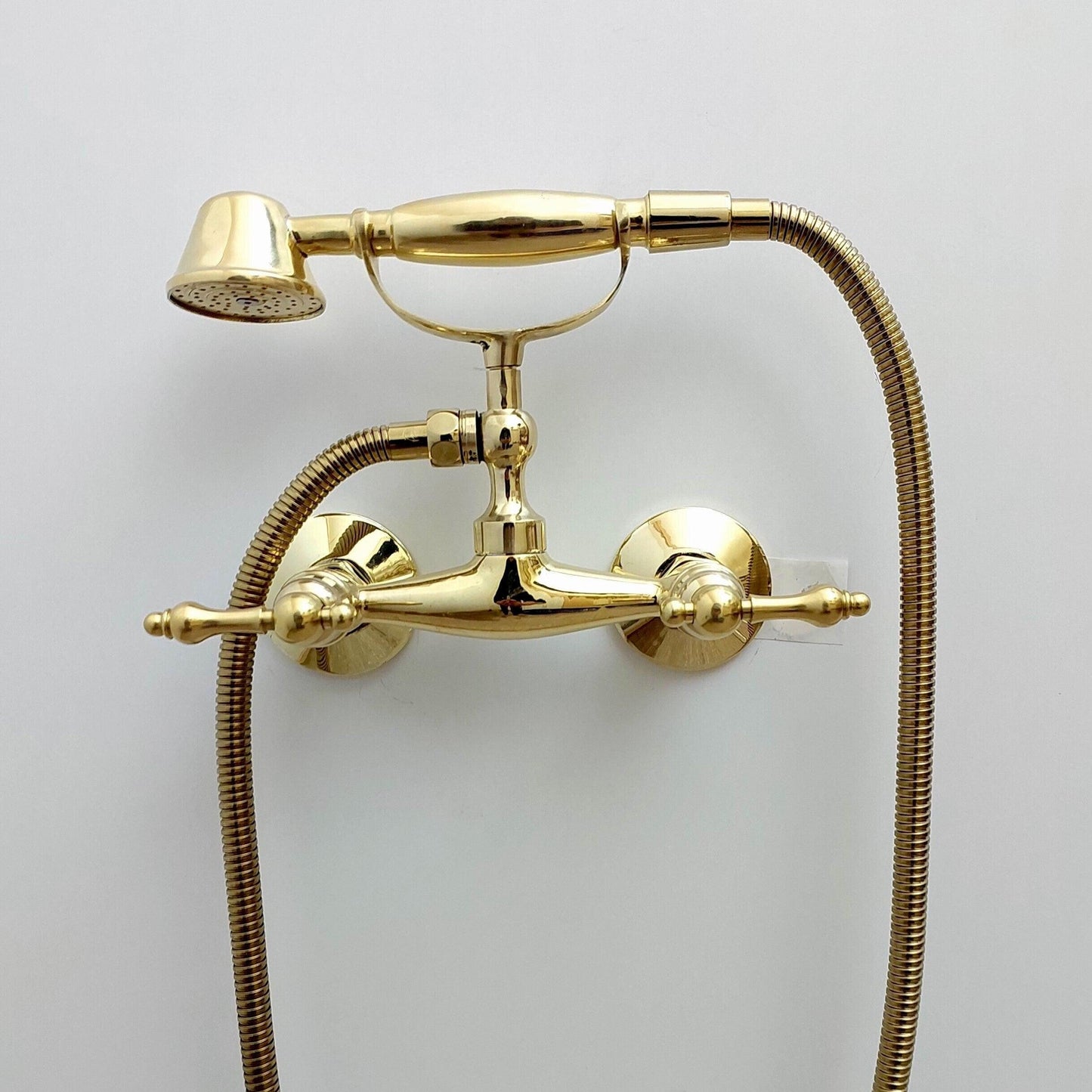 Unlacquered Brass Wall Mount Handheld Shower System with Lever Handles - Ref: SS024-L