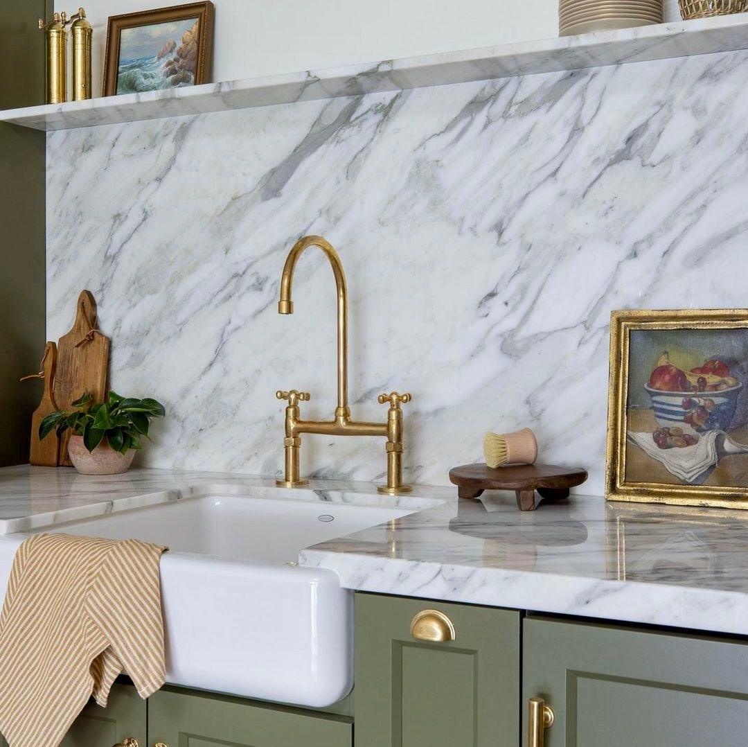 Unlacquered Brass Bridge Kitchen Faucet with Sprayer - Ref: APCL-1