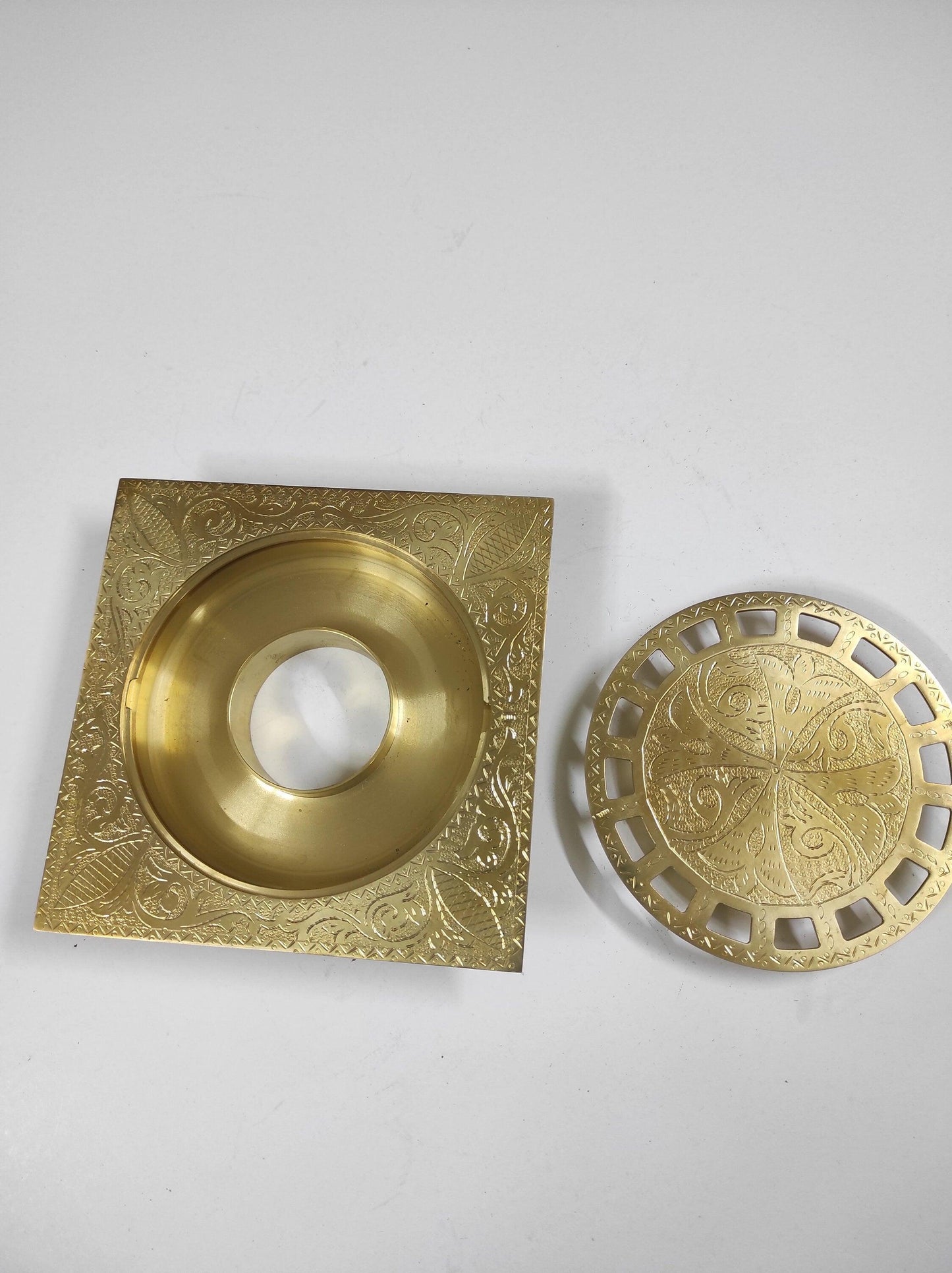 Engraved Square Shower Drain made of solid brass