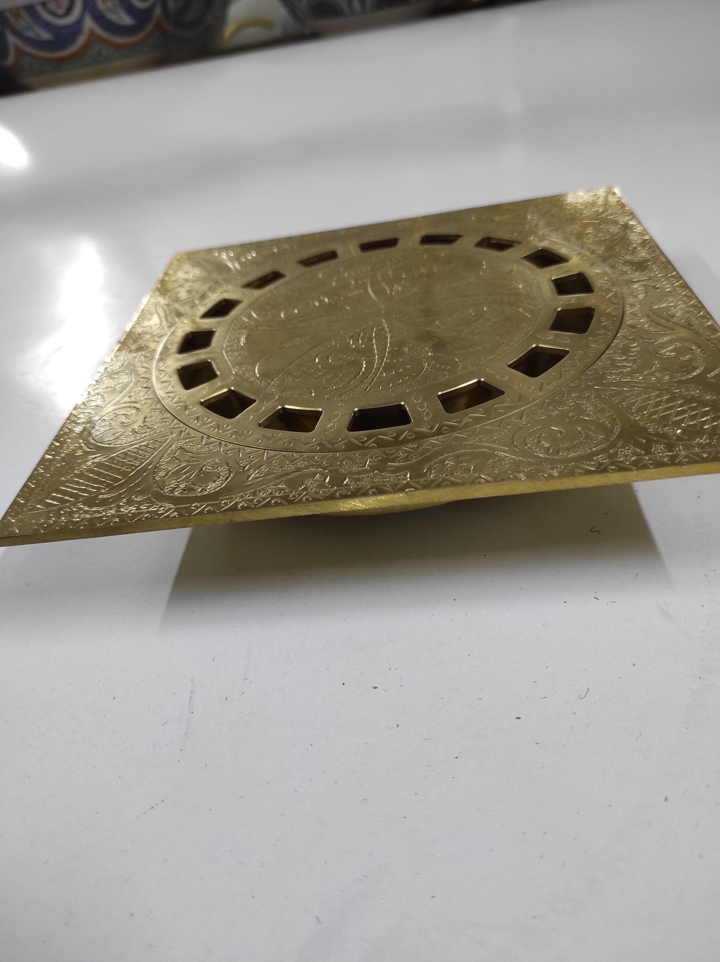 Engraved Square Shower Drain made of solid brass