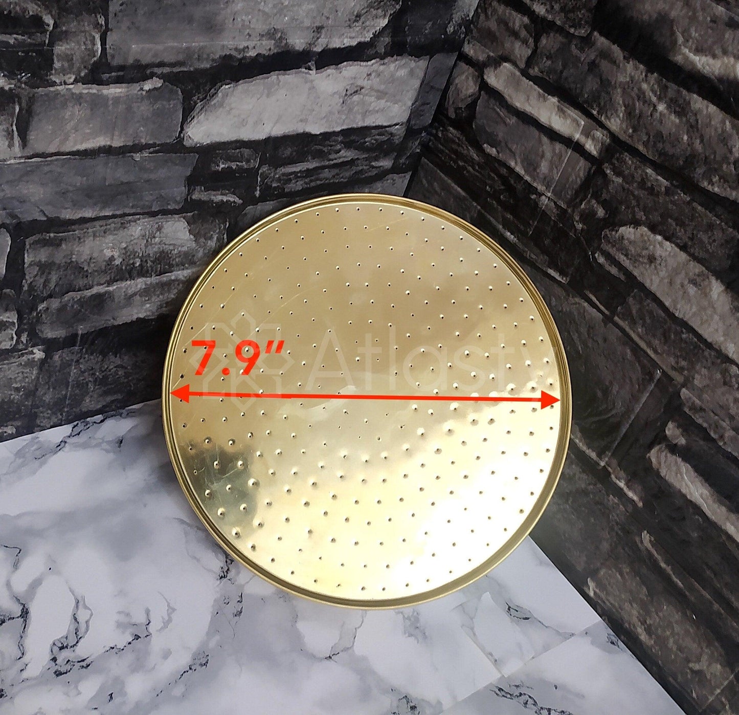 Unlacquered Brass Round Rain Shower Head, Handcrafted