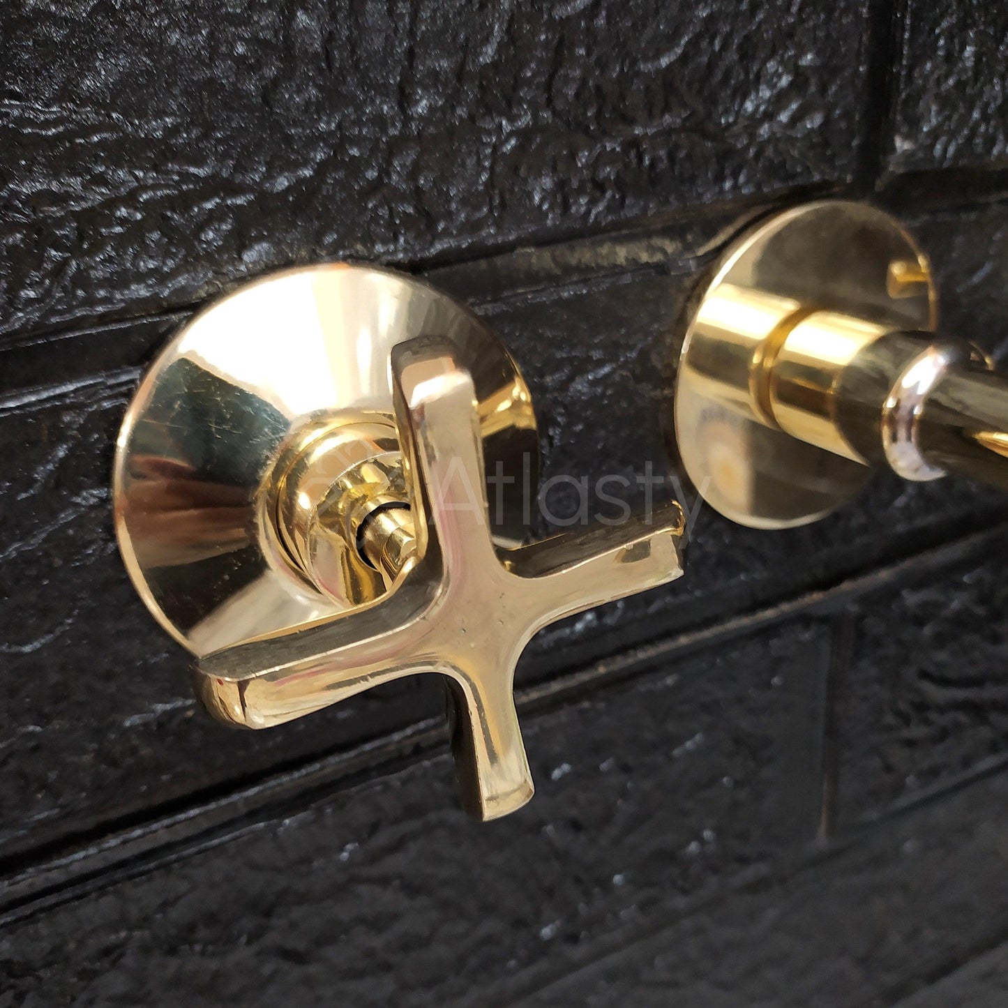 Grifo de baño de latón sin lacar para montaje en pared - Grifo para lavabo de sobremesa con manijas en cruz o de palanca