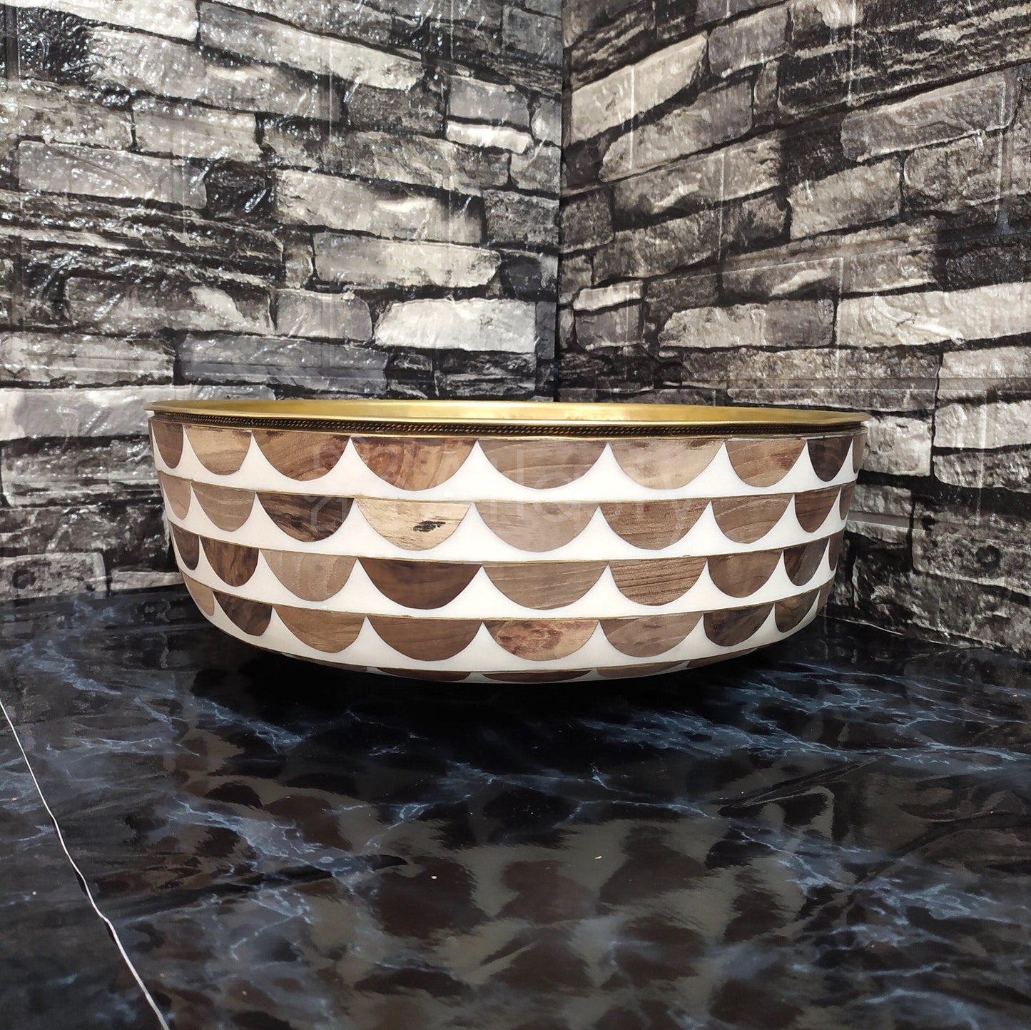 Bathroom Sink created from Resin and Brass, Vanity Vessel Sink