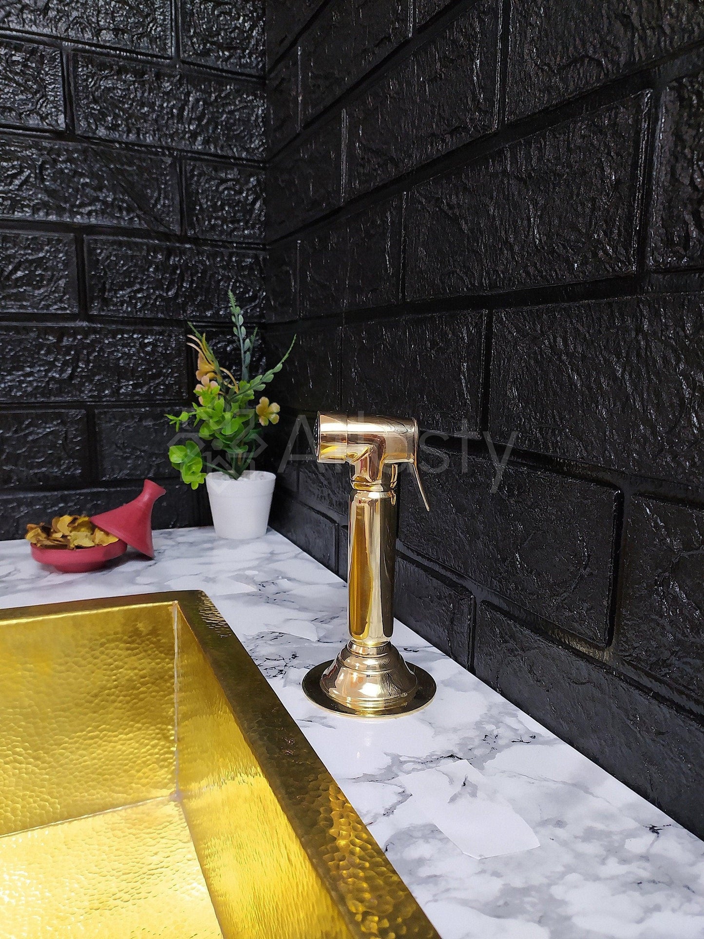 Solid Brass Kitchen Hand Sprayer, Unlacquered Brass kitchen Side Sprayer for Cold Water