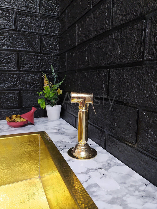 Rociador manual de cocina de latón macizo, rociador lateral de cocina de latón sin lacar para agua fría