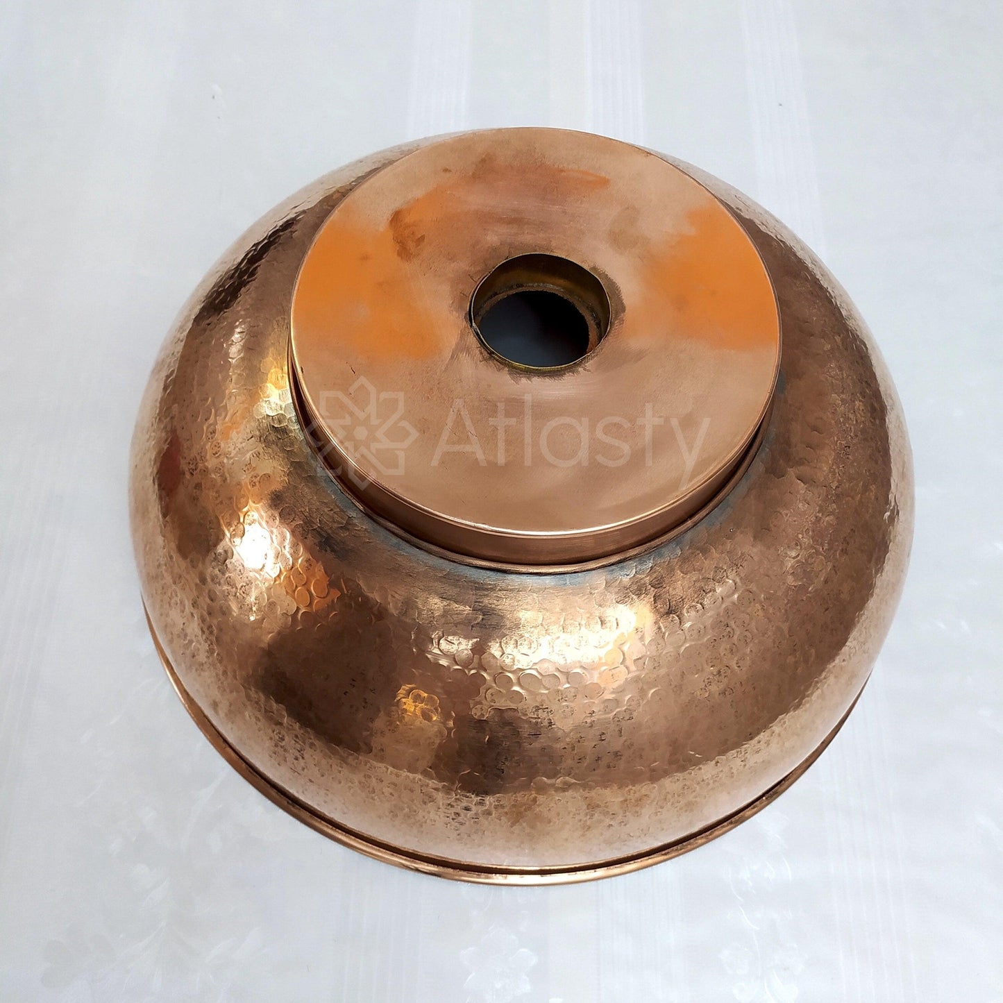 Hammered Round Copper Bathroom Sink, Handmade