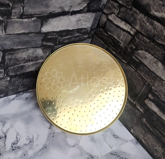 Unlacquered Brass Round Rain Shower Head, Handcrafted