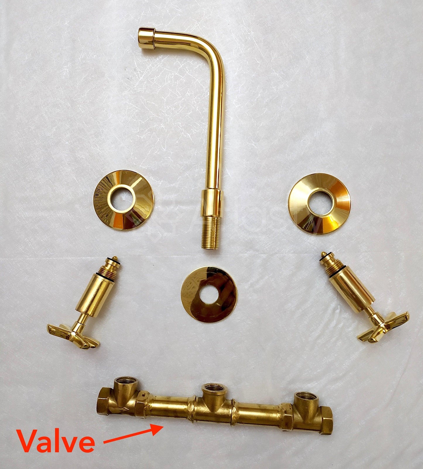 Grifo de baño de latón sin lacar para montaje en pared - Grifo para lavabo de sobremesa con manijas en cruz o de palanca