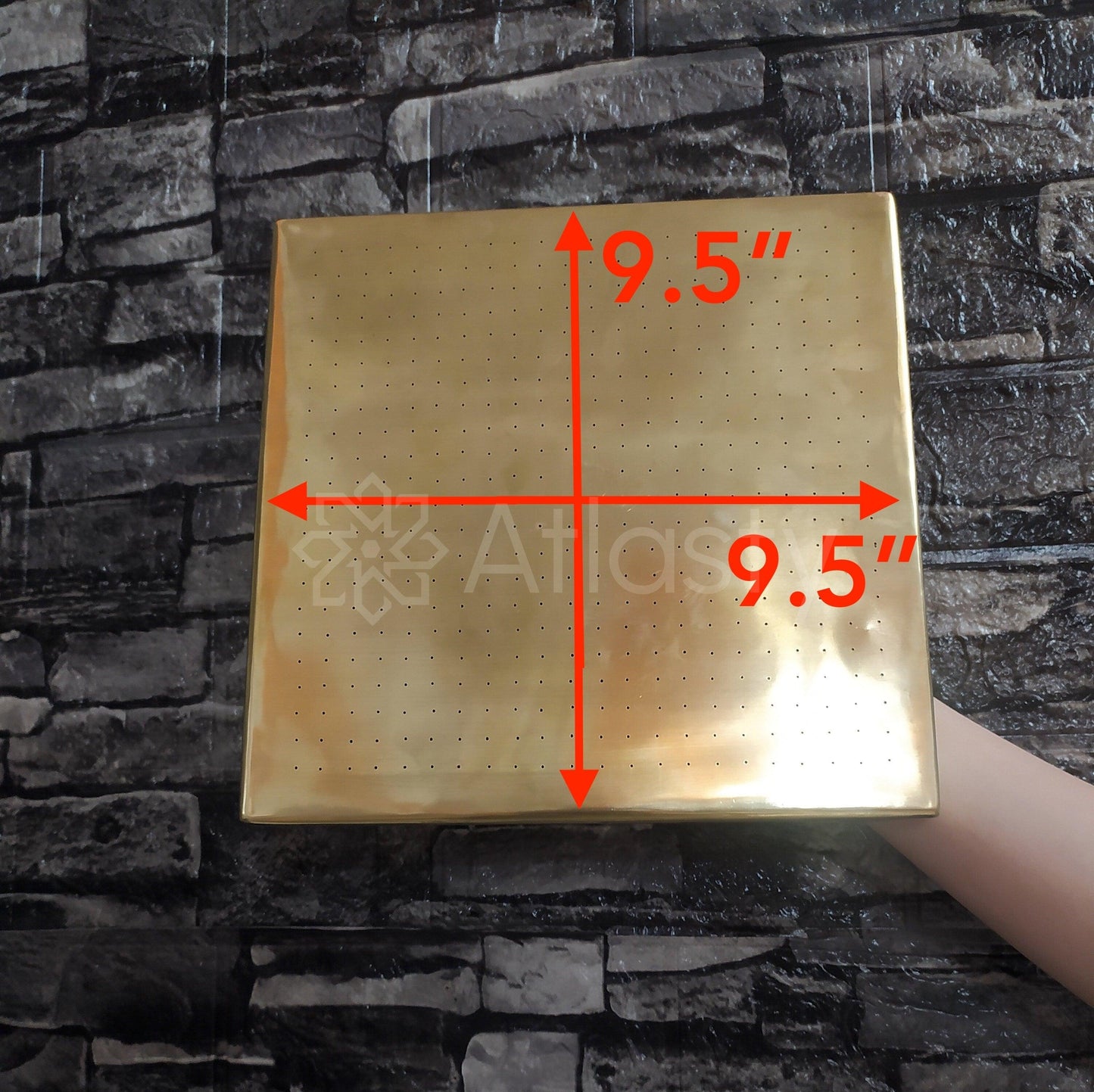 Unlacquered Brass Square Rain Shower Head, Handcrafted