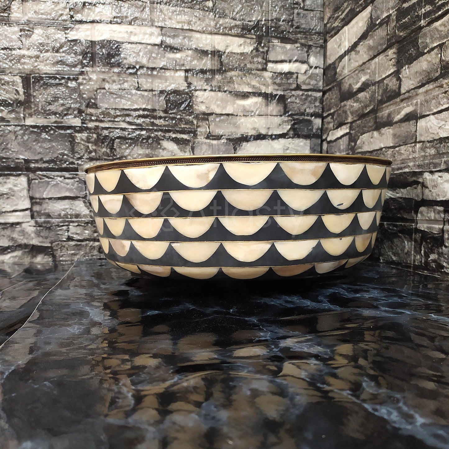 Bathroom Sink created from Resin and Brass, Vanity Vessel Sink