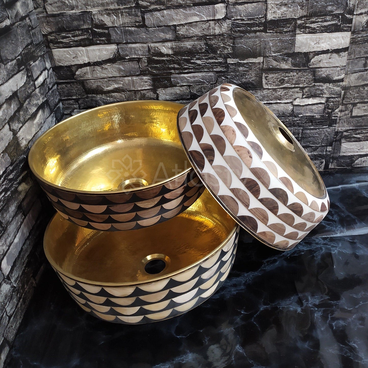 Bathroom Sink created from Resin and Brass, Vanity Vessel Sink