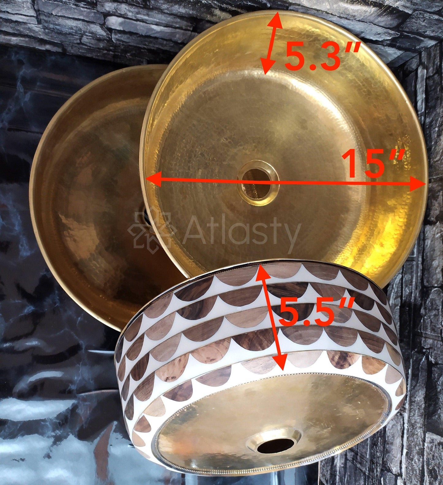 Bathroom Sink created from Resin and Brass, Vanity Vessel Sink