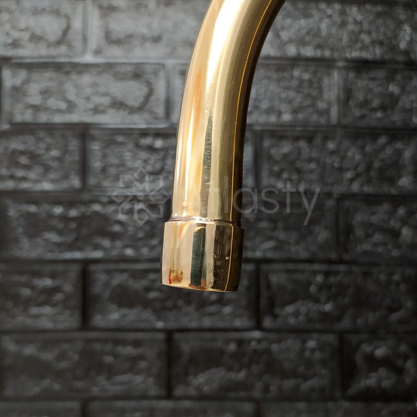Unlacquered Brass Bridge Kitchen Faucet with Sprayer, Cold Water Tap, and Cross Handles - Ref: APC-85