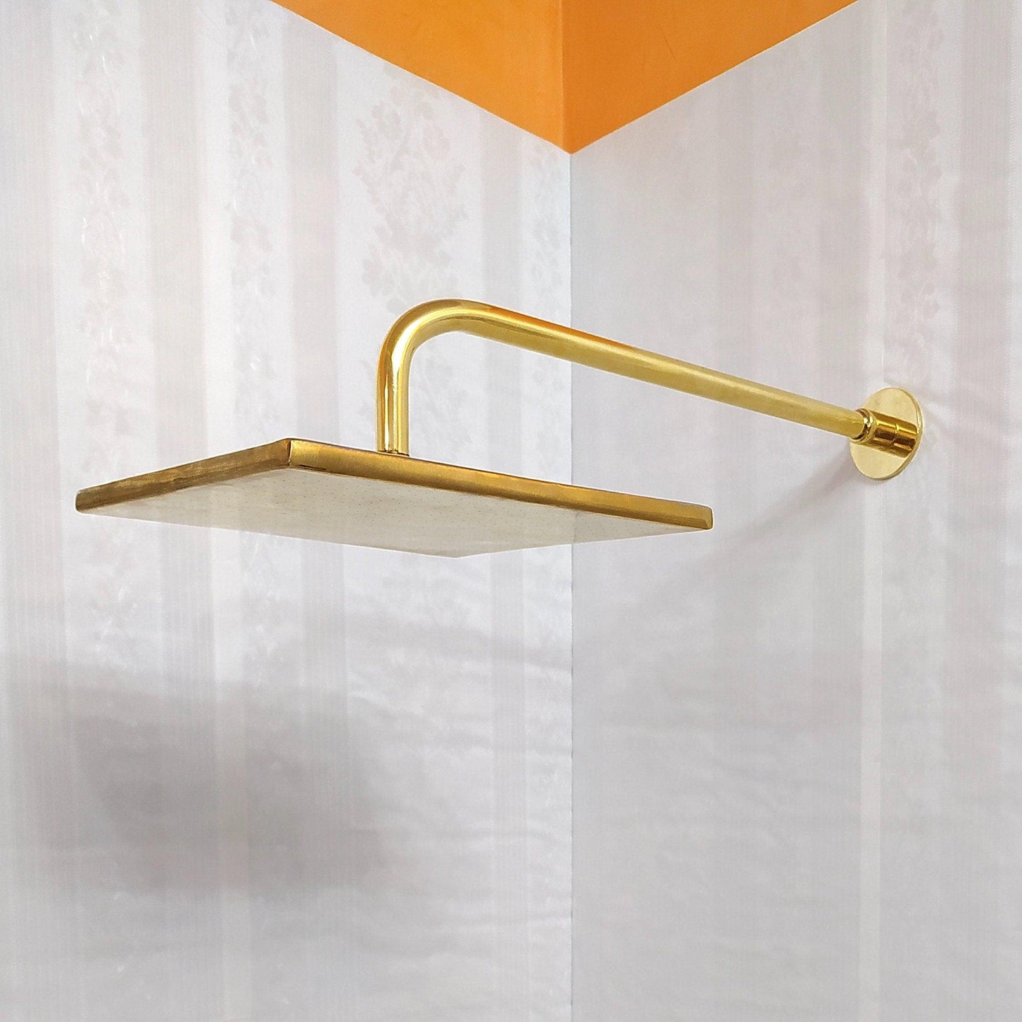 Antique Brass Shower System with Square Shower Head, and 2 Handles - Ref: ATLASS27