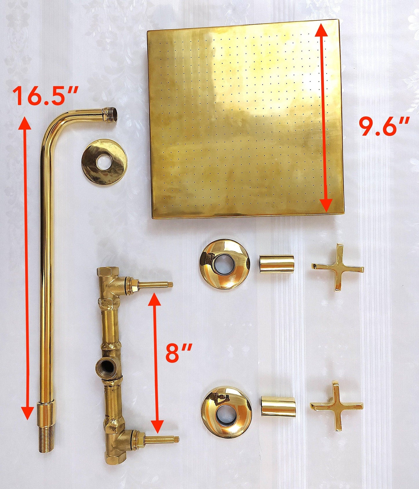 Antique Brass Shower System with Square Shower Head, and 2 Handles - Ref: ATLASS27