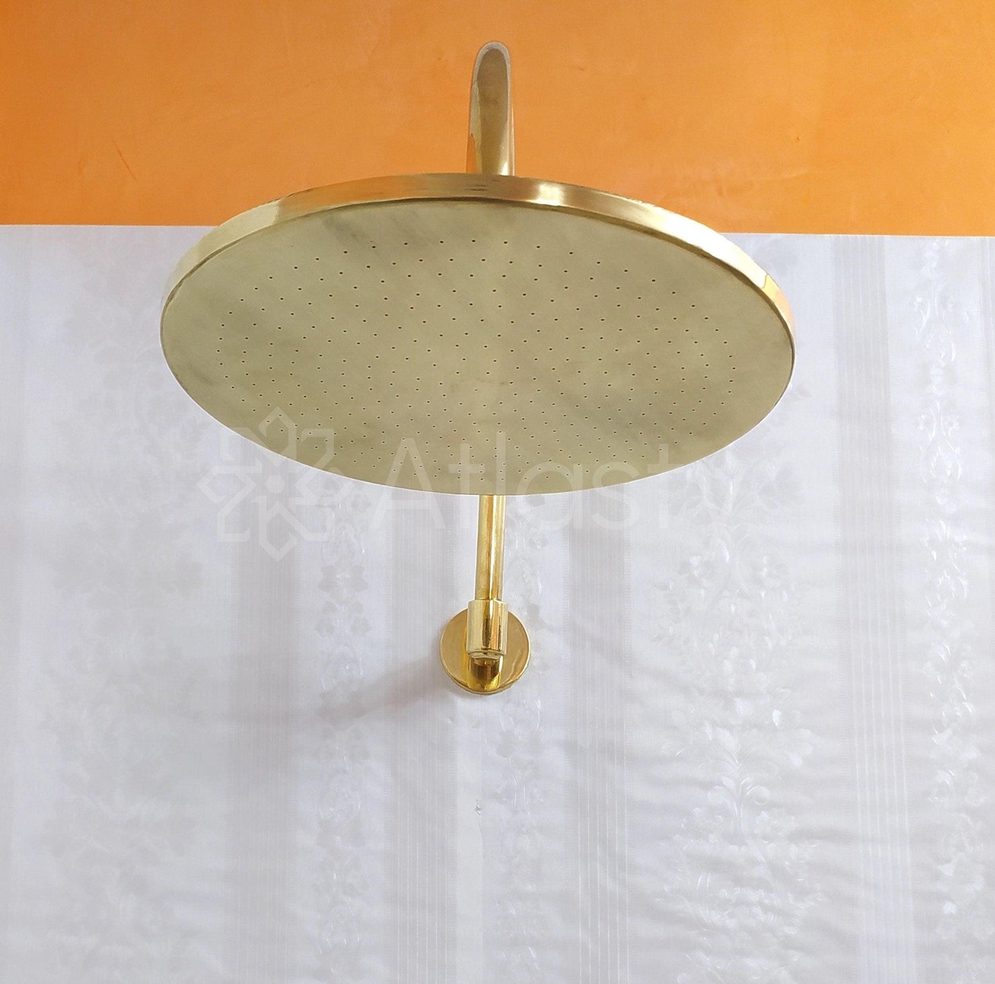 Antique Brass Shower System with Round Shower Head, and 2 Handles - Ref: ATLASS21